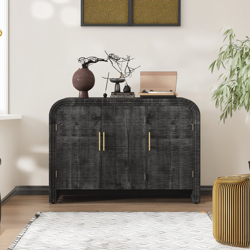 Curved Sideboard Console Table, Black