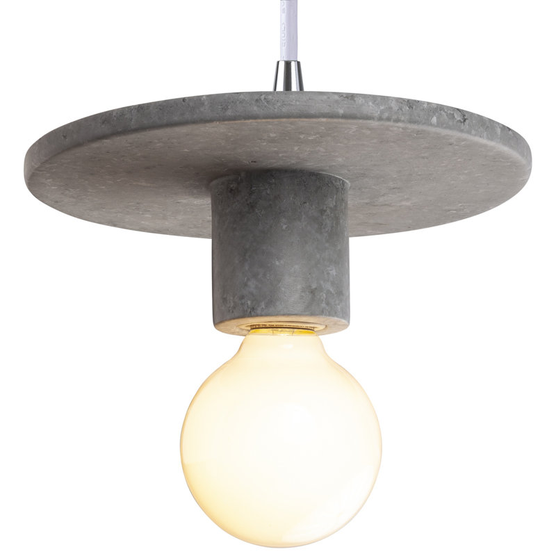 Luminaire suspendu à 1 lumière Leni, Béton, Chrome poli