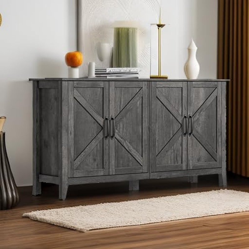 Armoire de rangement, buffet réglable gris anthracite