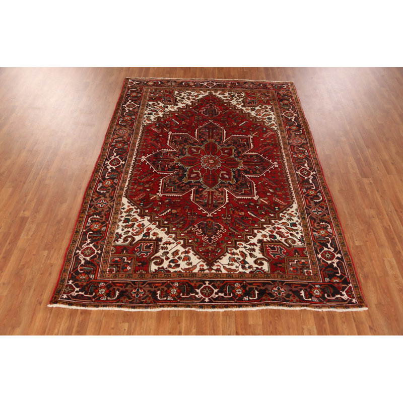 Tapis traditionnel rétro médaillon rouge 7 x 9