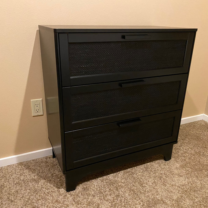 blue dress for baby girl Luxenhome Black and Brown Wood 5-Drawer Chest