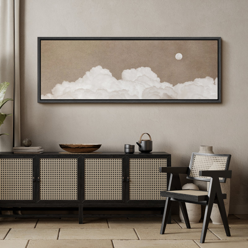 Nuage nuageux, scène de ciel serein, art moderne, H 20 po x l 60 po, Noir, noir, noir, noir