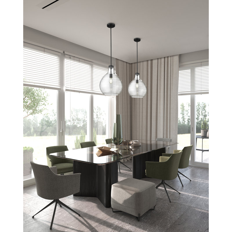 Luminaire suspendu en forme de goutte 1 lumière Wilhemina, Noir mat, H 98,5 po x l 13 po x P 13 po