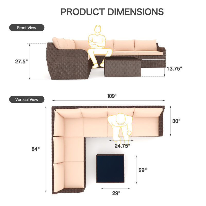 Ensemble de conversation modulaire avec coussins 7 pièces Birte, Kaki