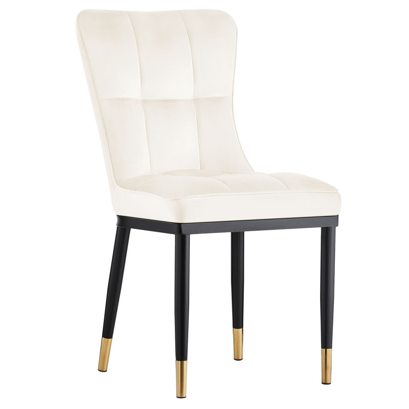Chaise Parsons rembourrée et revêtue de velours, Crème