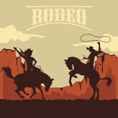 «Rodeo with Cowboy», impression sur toile tendue