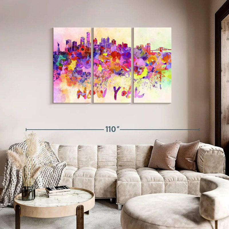New York City, reproduction d'art sur toile abstraite, H 74 po x l 48 po x P 1,25 po