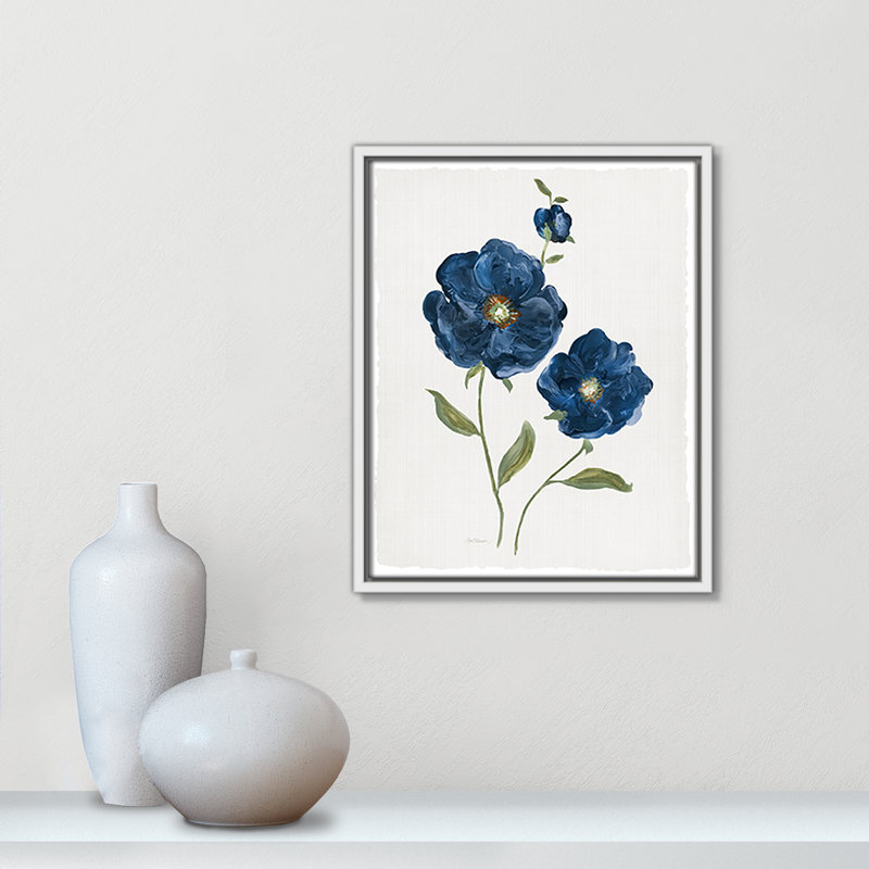 «Blue Poppies Print» par Carol Robinson, H 15,5 po x l 12,5 po x P 2 po, Blanc