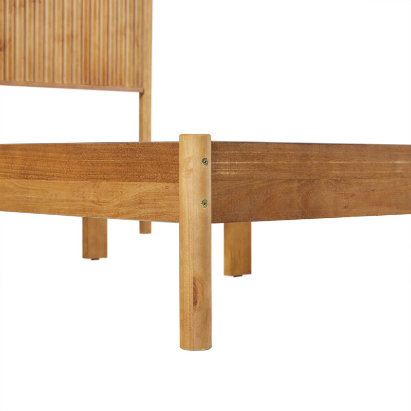 Asho Solid Wood Platform Bed with Reeded Headboard