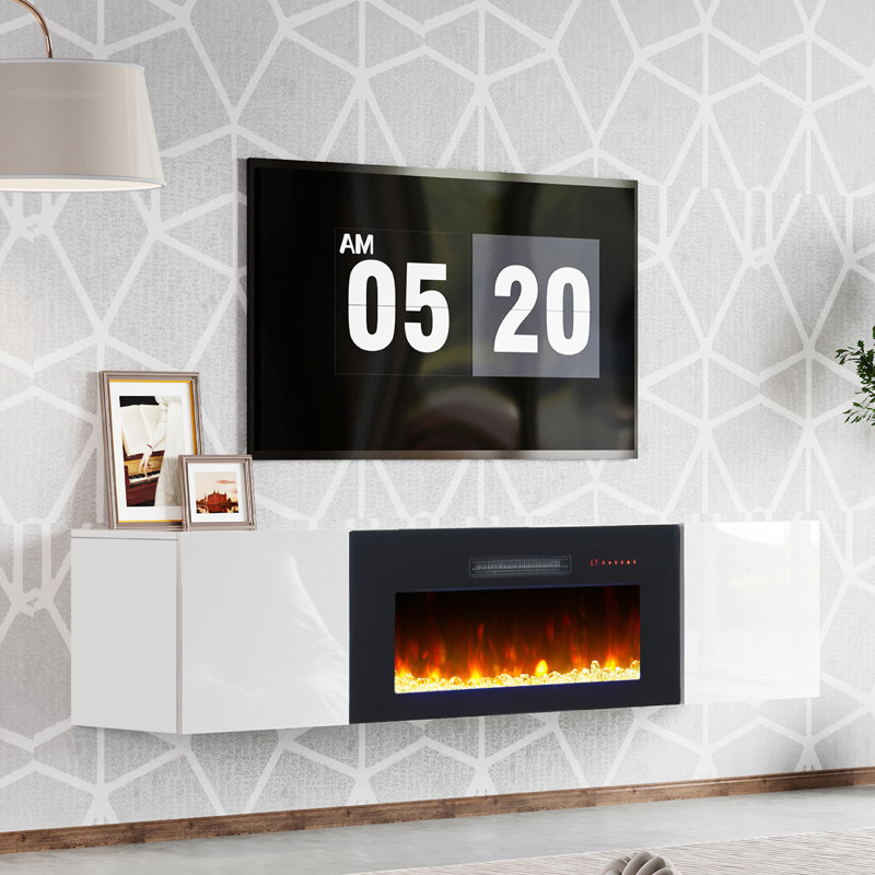 Meuble télé Bhhatu Highgloss, Blanc, 68"
