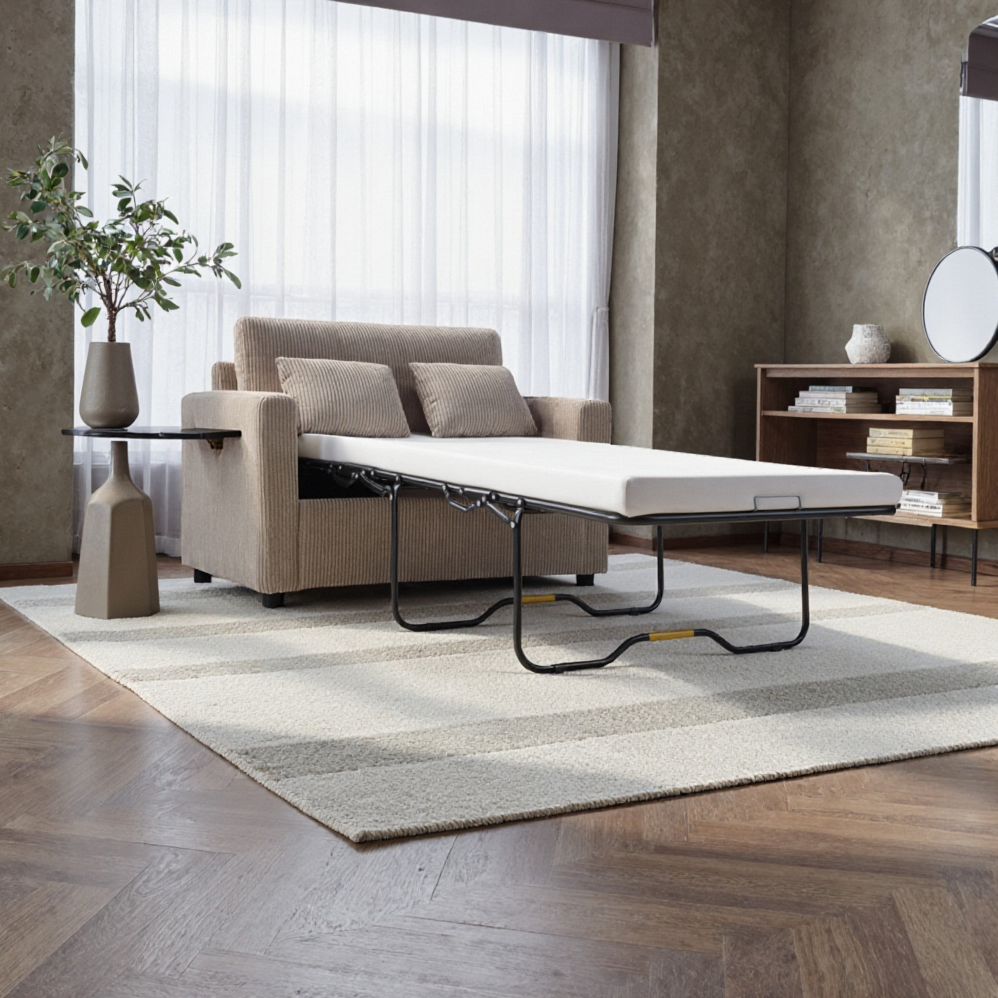 Mercer41 Convertible Chaise Lounge Sofa Bed with USB Ports, Cup Holders — free download