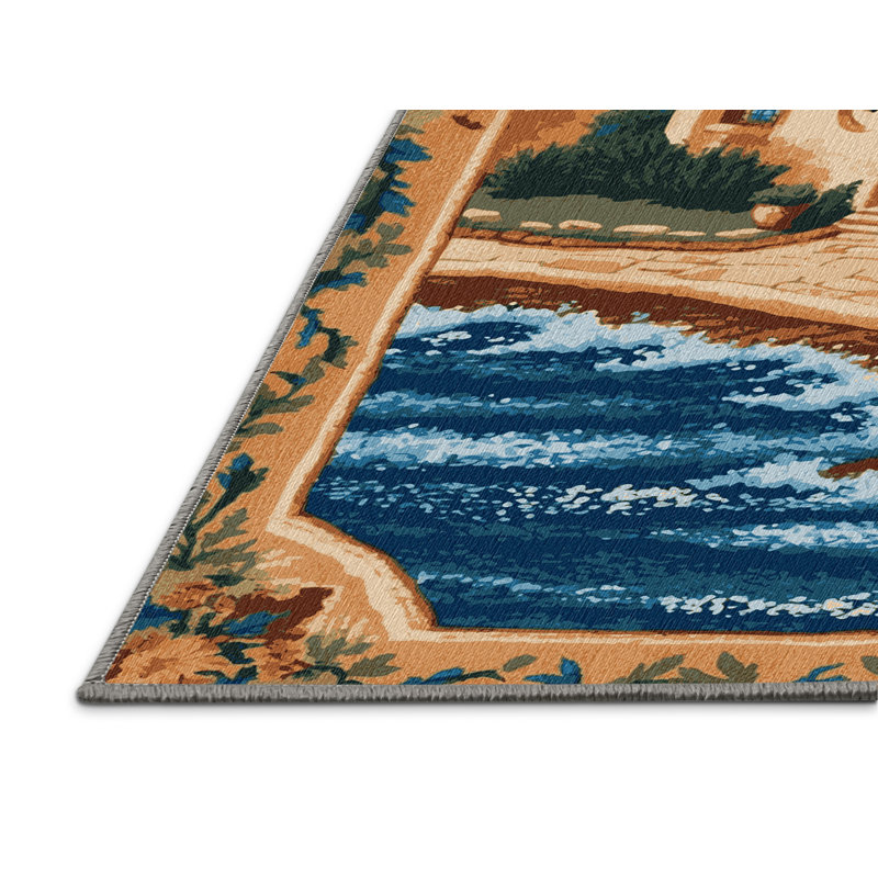  Tapis bord de mer lavable Villa, Rectangle 7 pi x 9 pi