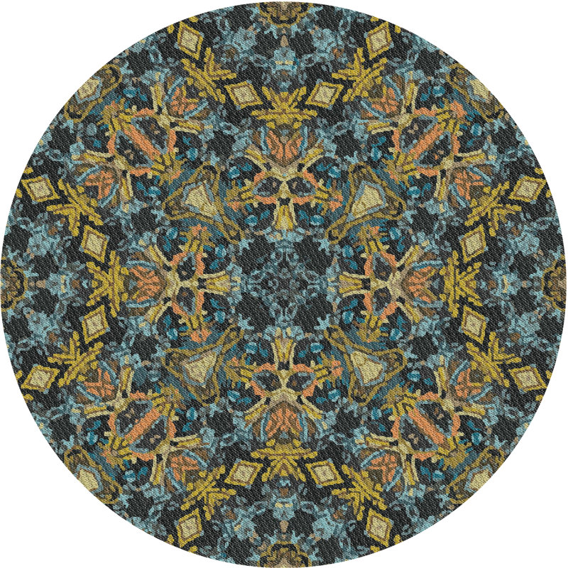 Jaune Tapis décoratif, Rond 4 pi