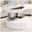 Table basse ronde à plateau relevable avec rangement dissimulé et conception à deux tons, parfaite pour les petits espaces et la vie moderne.