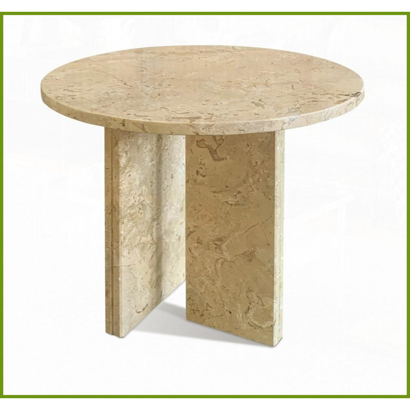 Table basse en marbre naturel pour petit salon, jaune doré et beige, facile à assembler avec veines uniques, Jaune