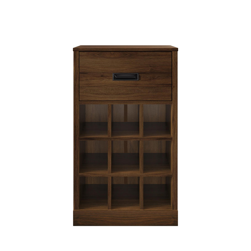 Armoire à tiroirs avec support à vin en brun, Brun