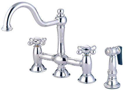 Double Handle Widespread Bridge Faucet with American Cross Handle