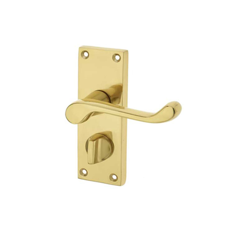 Victorian Scroll Privacy Door Handle, Polished Brass