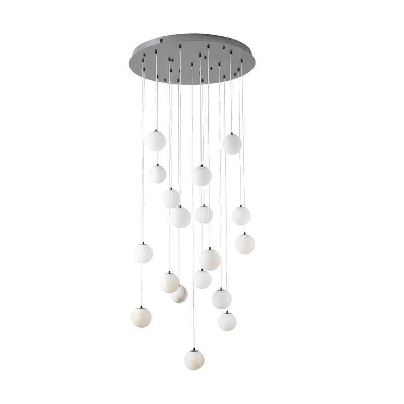 Transitional 18-Light Multi-Globe Chandelier , Matte Black