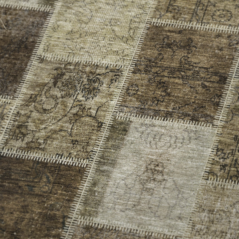 Jeté patchwork Addison Sherpa ASB772, Brun