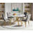 45" White Printed Marble Dining Table, Luxurious Round Dining Table with Printed Marble Tabletop and Stainless Steel Pedestal, Modern Round Dining Room Table for Kicthen-323324279