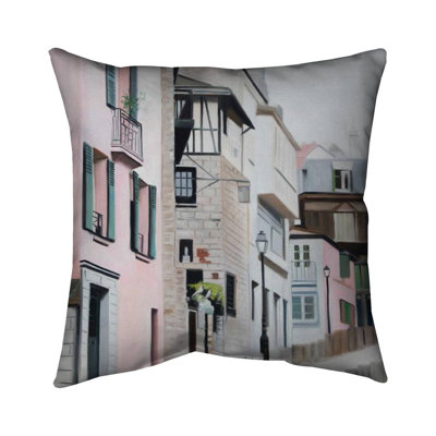 Street in montmartre in paris - 16"x16" Outdoors Throw pillow - Spun poly - Print on demand