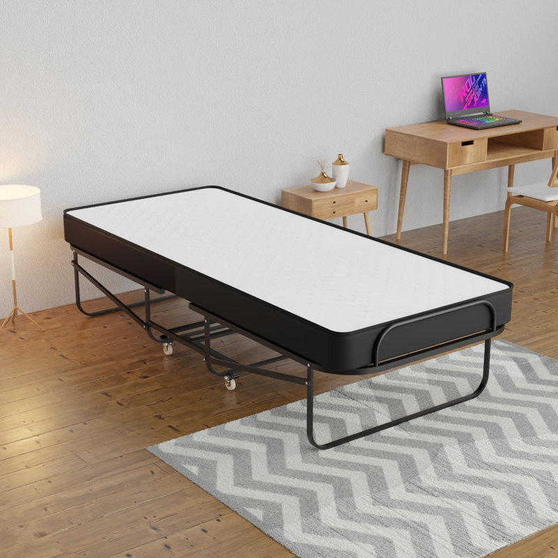 Lit pliant Somonauk de 16 pouces avec luxueux matelas en mousse à mémoire de forme de 5 pouces et structure en métal robuste et robuste