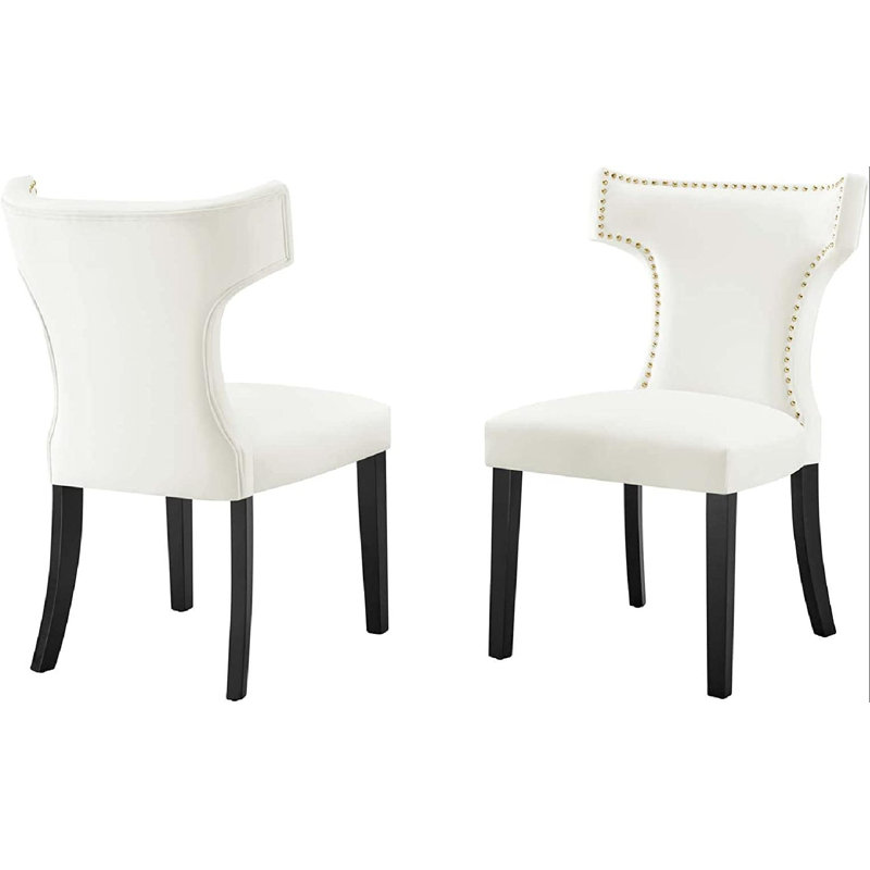 Modway Curve Performance Velvet Dining Chairs, White