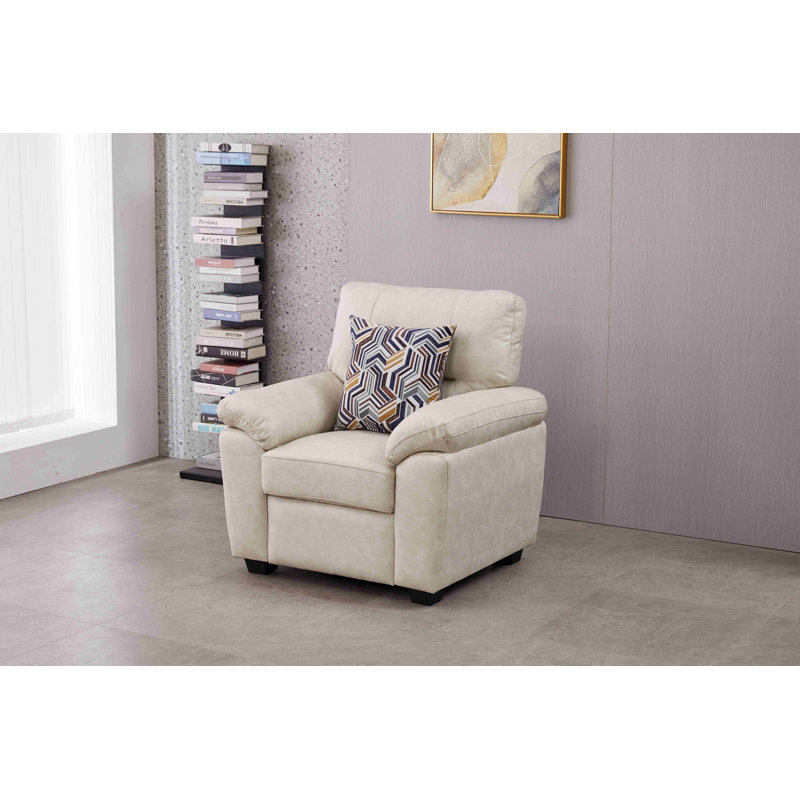 36.8'' Wide Faux Leather  Chair, Beige