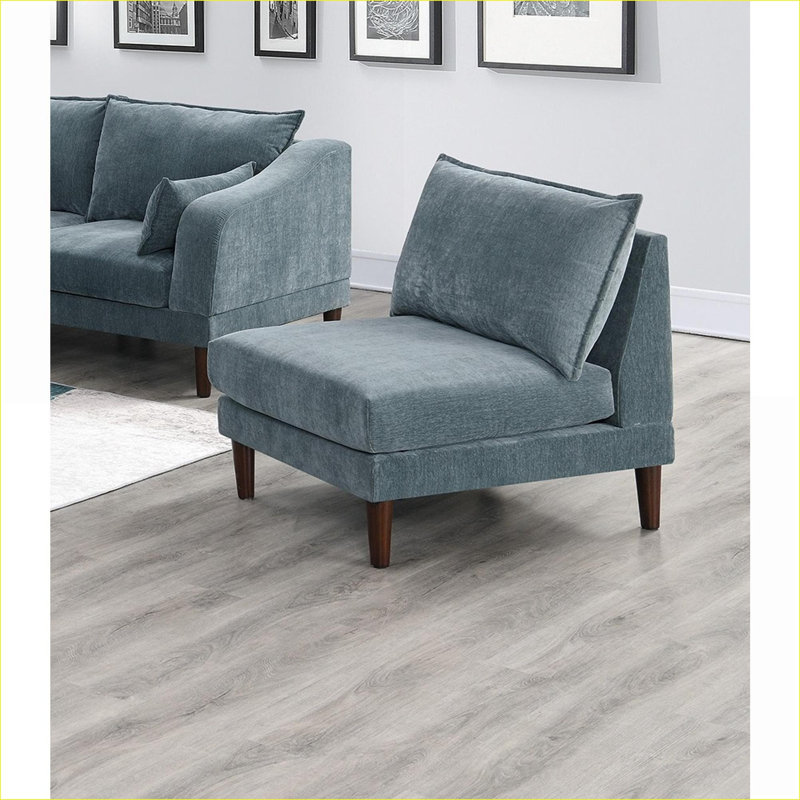 Magnifique chaise sans accoudoirs de couleur minérale en tissu 1pc Morgan, Bleu sarcelle foncé
