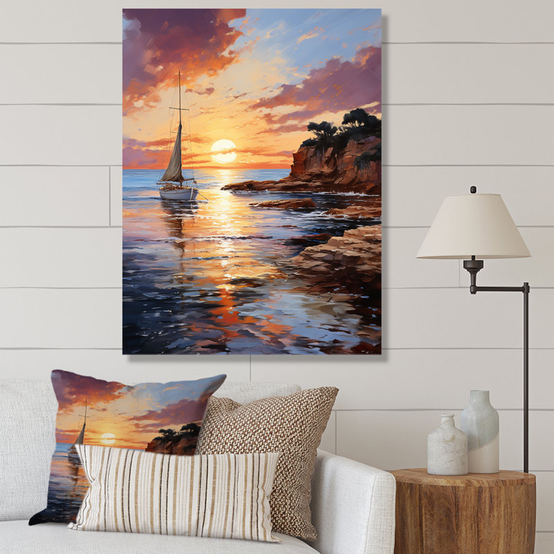 «Espagne Sunset at Ibizas I», reproduction d'art sur toile, H 32 po x l 16 po x P 1 po, Toile tendue