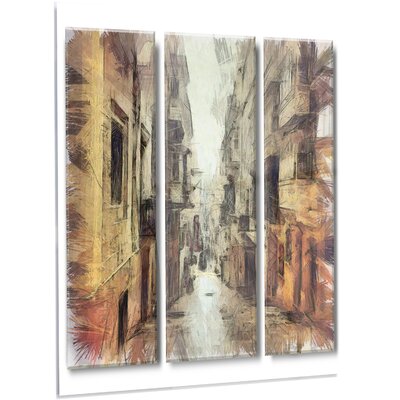 Path in Street Watercolor Stretch' Painting Print on Metal -  Design Art, MT13892-12-28