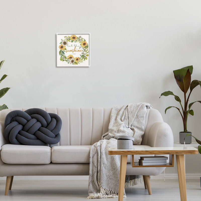 Let Sunshine in Sunflower Wreath par Nan - Impression sur bois, H 12 po x l 12 po x P 1,5 po