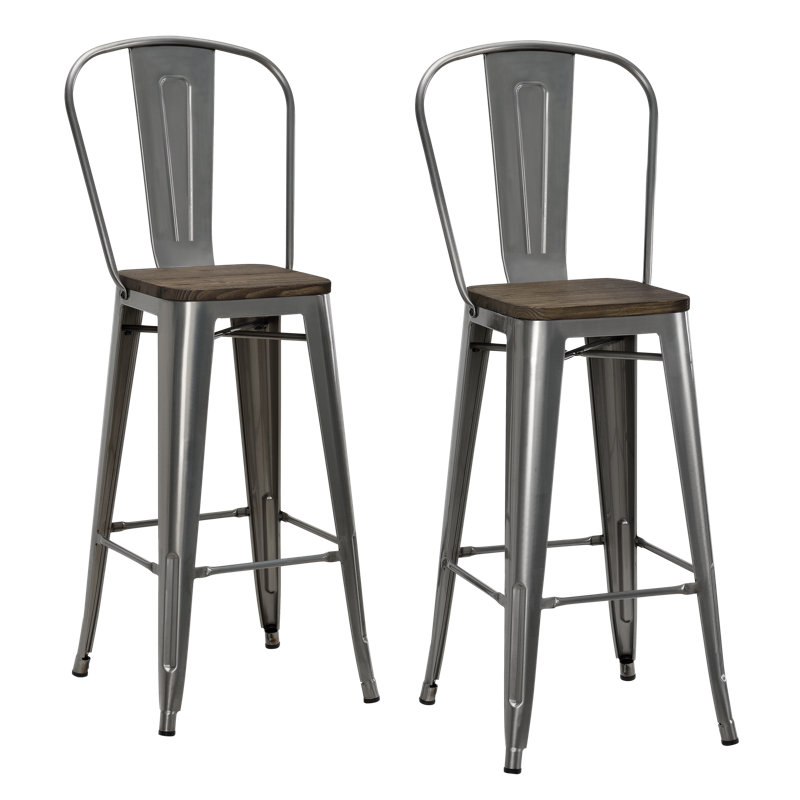 North Andover Bar Stool, Silver, Bar Stool (29.5” Seat Height)