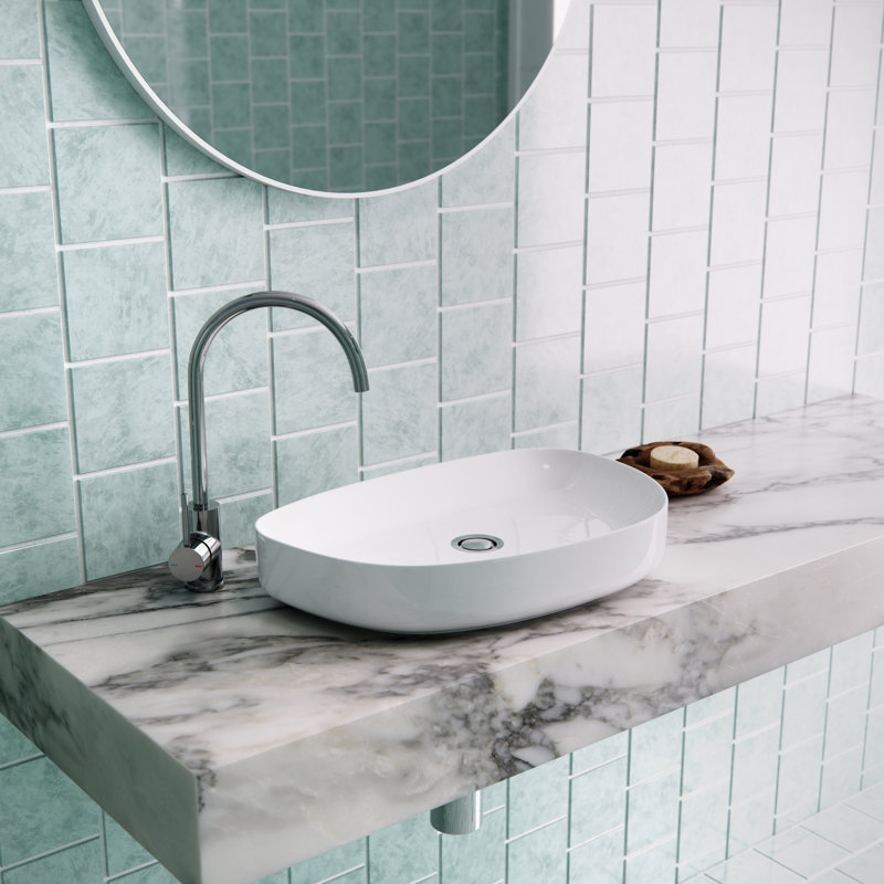 Ceramic Vessel Bathroom Sink, Gloss White