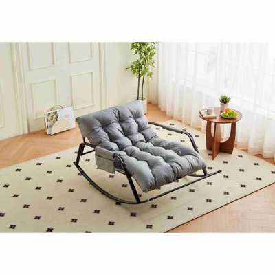 Chaise berçante avec fauteuil coulissant inclinable rembourré en cuir technique très large, fauteuil d'appoint moderne pour le salon, la chambre de bébé et la chambre à coucher