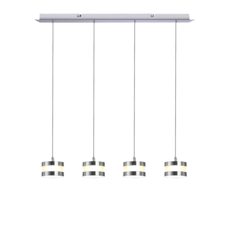 Luminaire suspendu tambour en grappe 4 lumières Karter, Chrome, H 2 po x l 29 po x P 5 po
