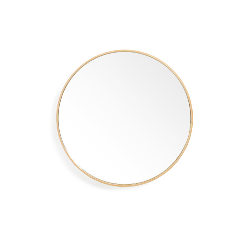 Round Wall Mirror, Brown, 12" x 12"