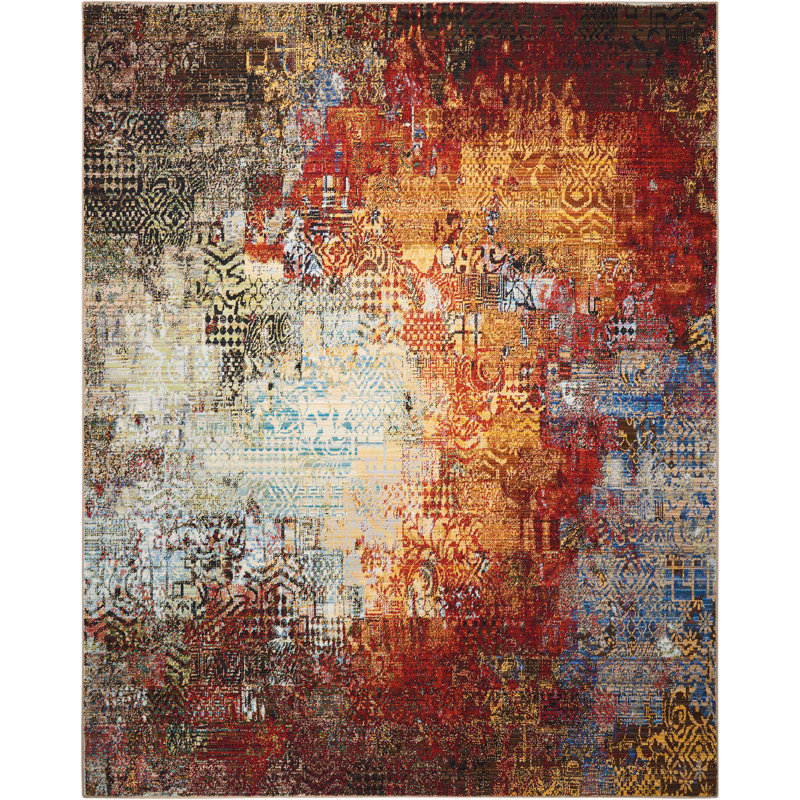 Ostby Wool Abstract Indoor Rug, Rectangle 5'6" x 8'