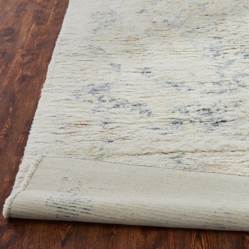 Dermando Hand Knotted Wool Abstract Area Rug, Rectangle 6' x 9'