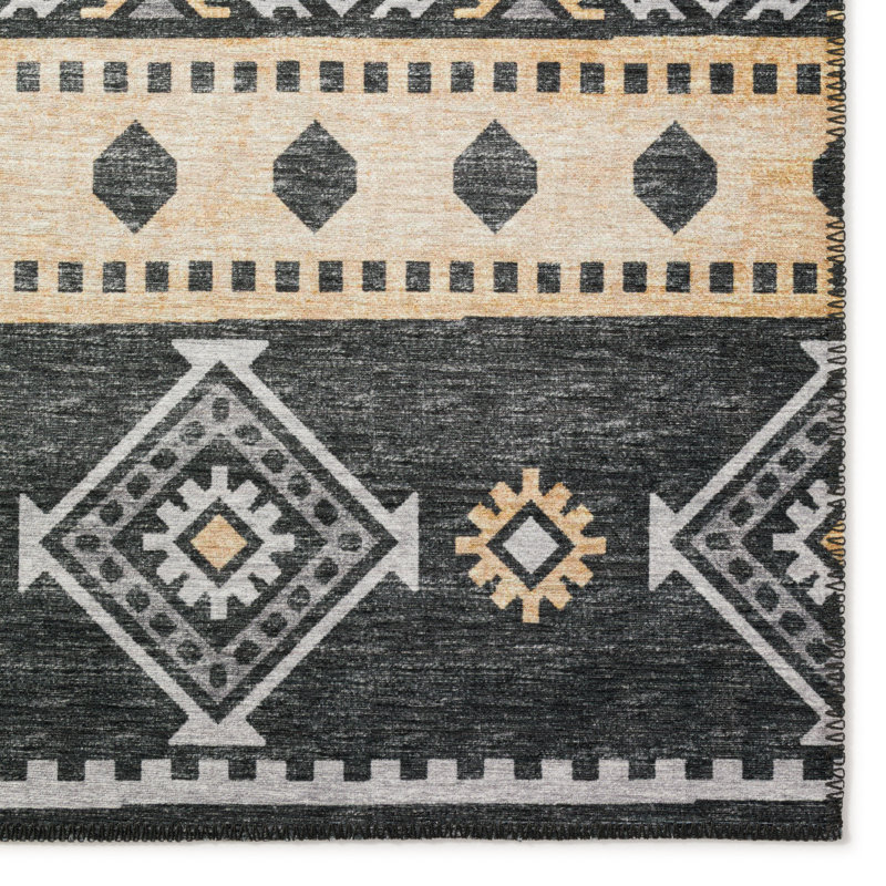 Tapis gris / jaune / mauve Anayssa, Tapis de couloir 2 pi 3 po x 7 pi 6 po
