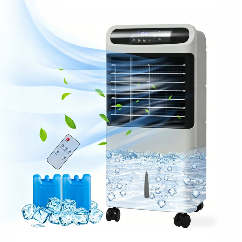 32 pouces 3-en-1 32 po portable refroidisseur par évaporation portable, humidificateur de ventilateur de glace avec minuterie 12H télécommande 60 ° oscillation, réservoir d'eau 3,2 gallons