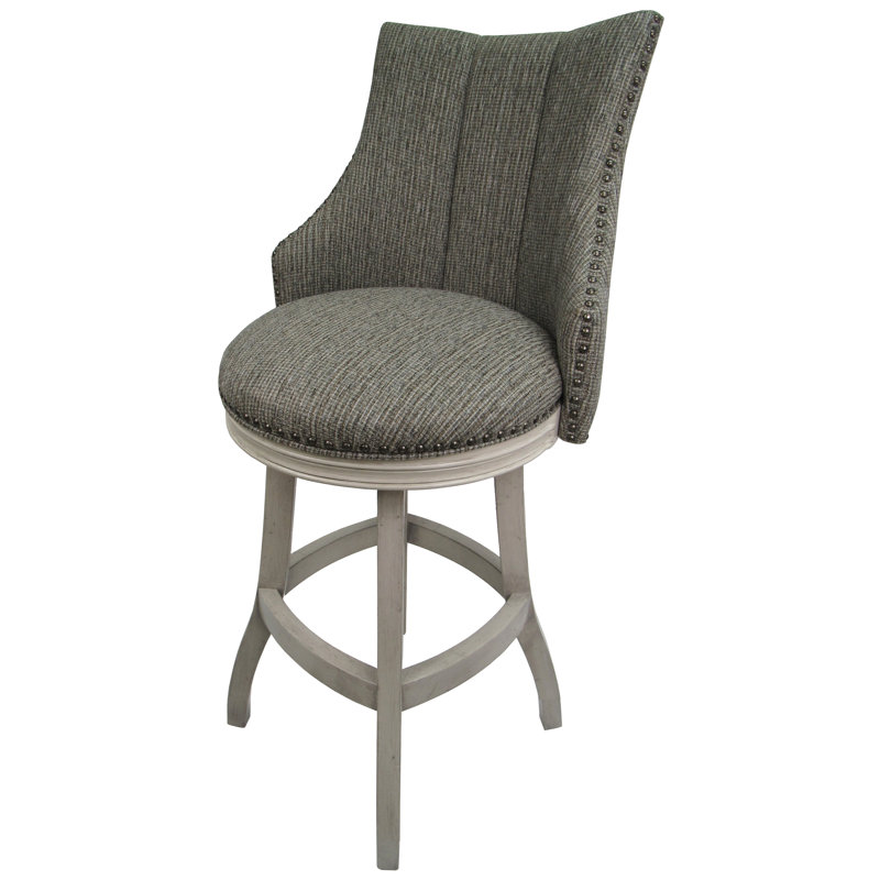 Swivel Upholstered Counter Stool with Solid Wood Frame, Bar Stool (30" Seat Height)