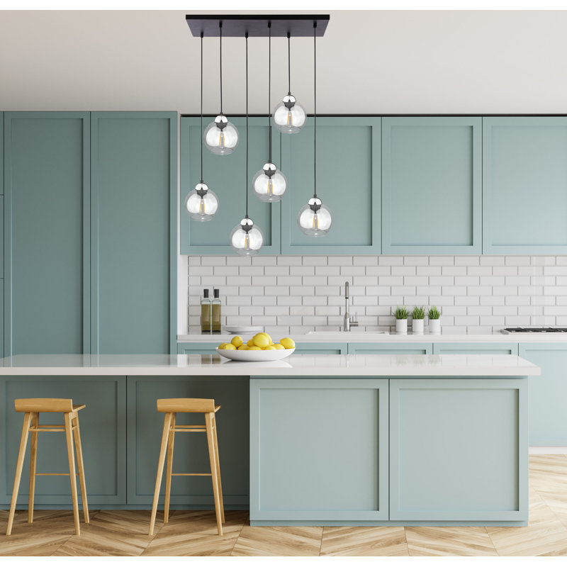 Betts 6 - Light Kitchen Island Pendant, Black/Silver