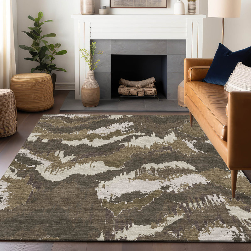 Malek Washable Abstract Indoor / Outdoor Rug, Rectangle 8' x 10'