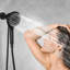 Pomme de douche à main avec 6 modes de jet haut et noir, aspect noir mat, tuyau en acier inoxydable de 60 pouces, surface de 4,8 pour un fort impact d'eau dans la douche en mode salle de bain, couleur, fixation magnétique sécurisée