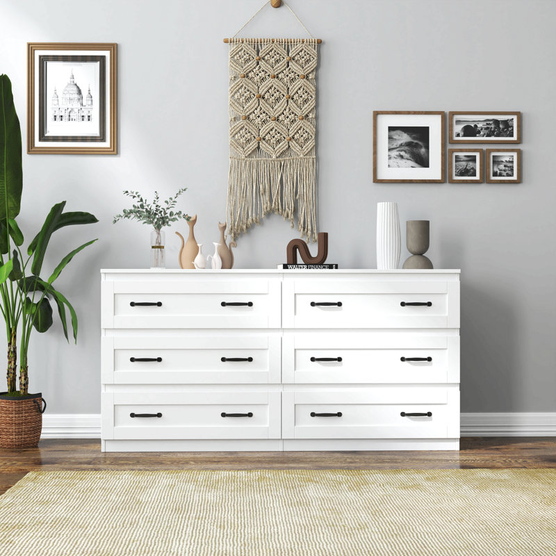 Armoire moderne avec 6 tiroirs, Blanc
