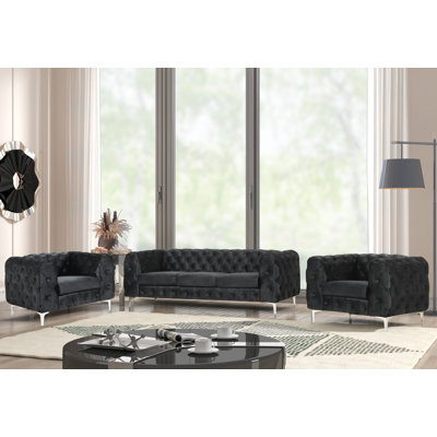 Goettingen 3 - Piece Velvet Living Room Set