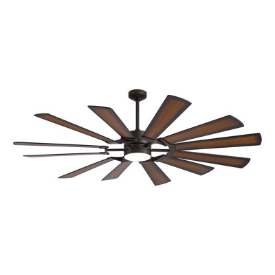 Puissant ventilateur de plafond à 12 pales avec lumière pour les grandes pièces, 8012 pi³ / min, télécommande et minuterie, 3 pales à DEL à double finition