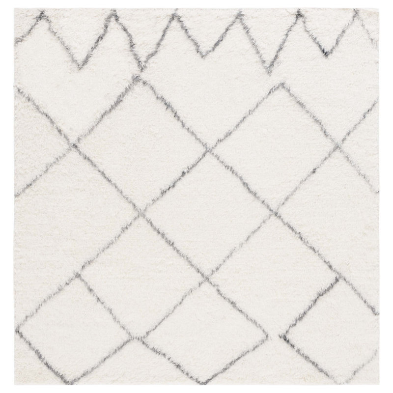 Anaily Hand Woven Performance Geometric Rug, Square 6'